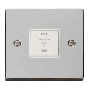 Click Scolmore Switch Fan Isolator 3P 10A Polished Chrome White Insert Victorian