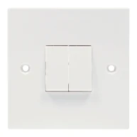 Newlec White Square Edge 10A Single Pole 2 Gang 2 Way Light Switch