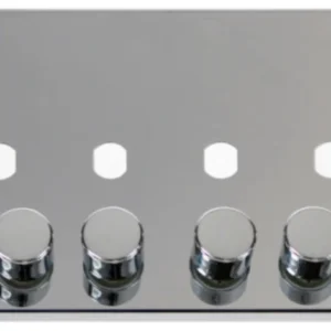 Click Scolmore Plate 4 Gang Double Dimmer Knob Polished Chrome