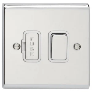 Deta Connection Unit DP Switched Fused 13A Chrome White Insert
