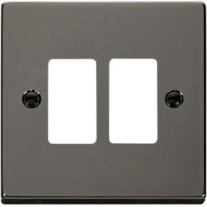 Click Scolmore Victorian Black Nickel Black Gasket 2 Gang GridPro Frontplate