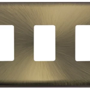 Click Scolmore Front Plate Deco Plus 3 Gang Antique Brass