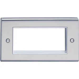 Deta Data Plate 2 Gang 4 Module Stainless Steel White Insert