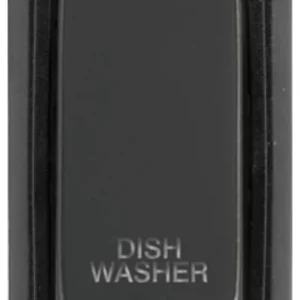 Click Scolmore Dishwasher Laser Etched Legend Black Frame 20AX Black Nickel Double Pole Switch Module