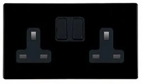 Hamilton Socket 2 Gang DP Switched 13A 85X145mm Richmond Bronze Black Insert