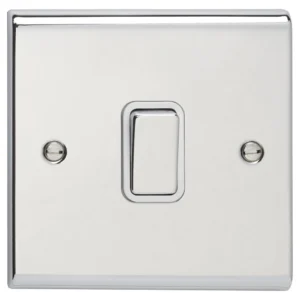 Deta Plate Switch 1 Gang 2Way 10A Chrome White Insert