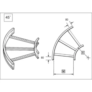 Unistrut Bend 45° Flat For Cable Ladder U10 300mm Steel Hot Dipped Galvanised