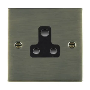 Hamilton Socket 1 Gang Unswitched 5A 86X86mm Antique Brass Black Insert
