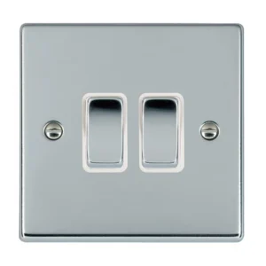 Hamilton Switch Rocker 2 Gang 2 Way 10A 88X88mm Bri Chr/Bri Chrome White Insert