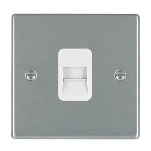 Hamilton Socket 1 Gang Telephone Slave 88X88mm Satin Steel White Insert