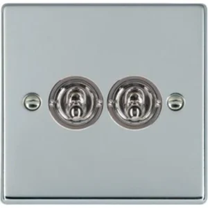 Hamilton Switch Dolly 2 Gang 2 Way 10A 88X88mm Bright Chrome