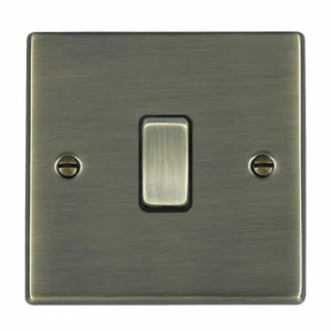 Hamilton Switch Rocker 1 Gang Intermediate 10A 88X88mm Antique Brass/Ant Brushed Black Insert
