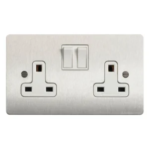 Wandsworth Socket Interior 2 Gang DP Switched 13A White Dual Earth