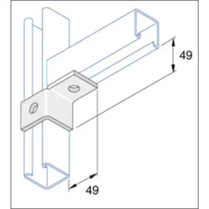 Unistrut Bracket Wing Rh 2 Hole For 2 Channel 50X50mm Steel Hot Dipped Galvanised Sec