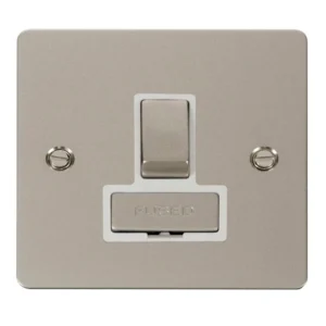 Click Scolmore Connection Unit Switched Fused 13A Pearl Nickel White Insert