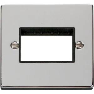Click Scolmore Victorian Polished Chrome Black Insert 1 Gang MiniGrid Unfurnished Plate 3 Apertures