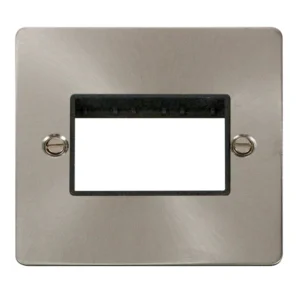 Click Scolmore Front Plate 1 Gang 3 Aperture Brushed Stainless Black Insert