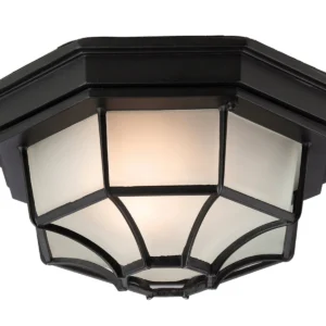 Firstlight Luminaire Flush 6 Panel E27 IP43 60W Black