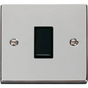 Click Scolmore Victorian Polished Chrome Black Insert 10AX 1 Gang Intermediate Plate Switch