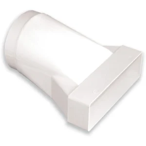 Newlec Flat Channel Duct Adaptor 204 x 60mm to 125mm Round In-Line White