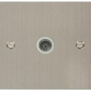 Click Scolmore Socket Coaxial Single Stainless Steel White Insert