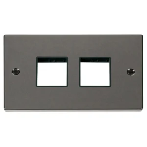 Click Scolmore Front Plate 2 Gang 4 Aperture 2X2 Black Nickel Black Gasket Victoria