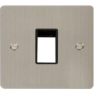 Click Scolmore Front Plate 1 Gang 1 Aperture Stainless Steel Black Insert