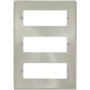 Click Scolmore Plate 18 Gang 3 Tier Minigrid Module Satin Chrome