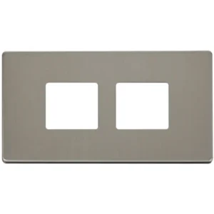 Click Scolmore Stainless Steel 2 Gang MiniGrid 2 x 2 Apertures Cover Plate