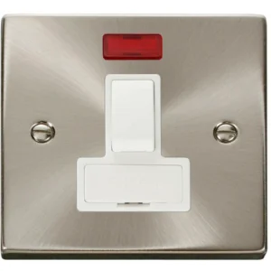 Click Scolmore Victorian Satin Chrome White Insert 13A Double Pole Switched Fused Connection Unit With Neon