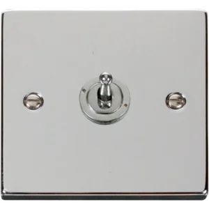 Click Scolmore Victorian Polished Chrome10AX 1 Gang 2 Way Toggle Plate Switch