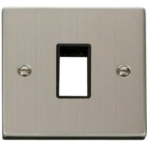 Click Scolmore Front Plate 1 Gang 1 Aperture Stainless Steel Black Gasket Victorian