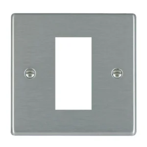 Hamilton Front Plate Single 1 Eurofix Apertures+Grid 88X88mm Satin Steel Grid