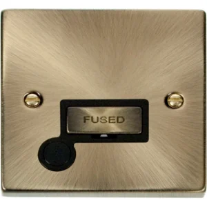 Click Scolmore Connection Unit Ingot Flex Outlet 13A Antique Brass Black Insert Victo