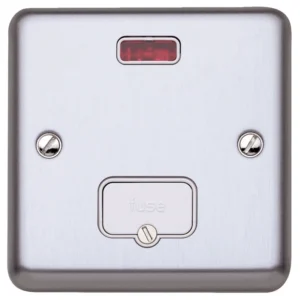 MK Electric Connection Unit 13A UnSwitched Fused With Neon 13A Brushed Chrome