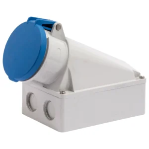 Newlec Industrial Power Socket Surface Wall 2P+E 63A 230V IP44 Blue