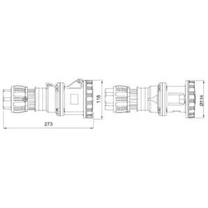 Gewiss Connector Double Pole+Earth Hp 6H 63A 230V IP67