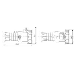 Gewiss Connector 2P+E 6H 16A 230V 50/60Hz Blue Halogen Free Plastic IP66