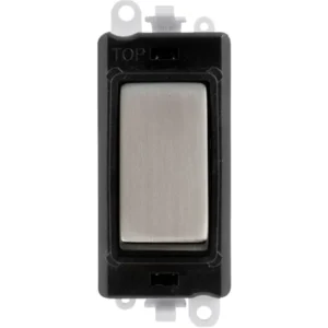 Click Scolmore Black Frame 20AX 2 Way Stainless Steel Retractive Switch Module