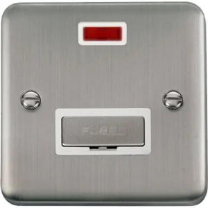 Click Scolmore Connection Unit Ingot Fused Neon 13A Stainless Steel White Insert