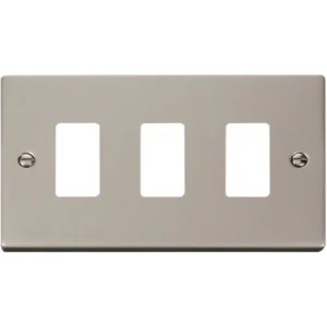 Click Scolmore Victorian Pearl Nickel 3 Gang GridPro Frontplate