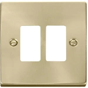 Click Scolmore Victorian Satin Brass 2 Gang GridPro Frontplate