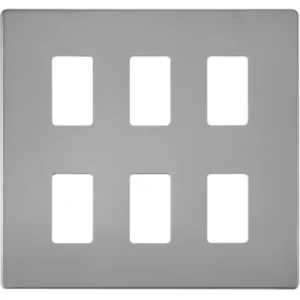 Click Scolmore Screwless Cover Plate Polished Chrome 6 Gang GridPro Frontplate