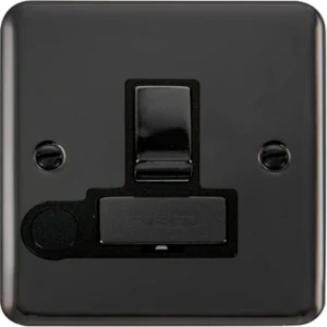 Click Scolmore Connection Unit Ingot Switched Flex Outlet 13A Black Nickel Black Insert