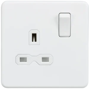 Knightsbridge MLA Screwless 13A 1G DP switched socket - Matt white with white insert