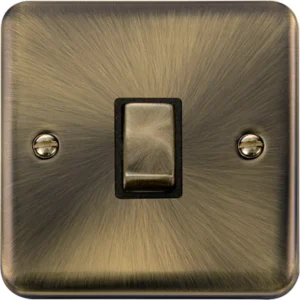 Click Scolmore Switch Ingot DP 20A Antique Brass Black Insert