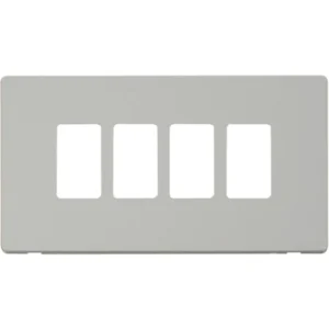 Click Scolmore Screwless Cover Plate Polar White 4 Gang GridPro Frontplate
