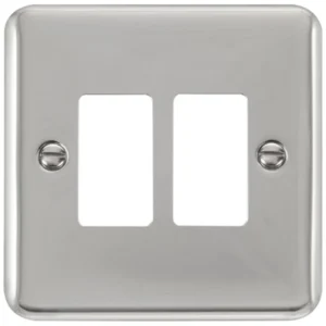 Click Scolmore Front Plate Deco Plus 2 Gang Polished Chrome