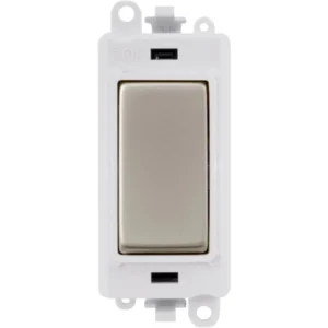 Click Scolmore Polar White Frame Pearl Nickel 20AX 2 Way Switch Module