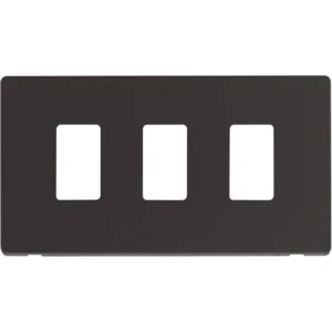 Click Scolmore Screwless Cover Plate Matt Black 3 Gang GridPro Frontplate
